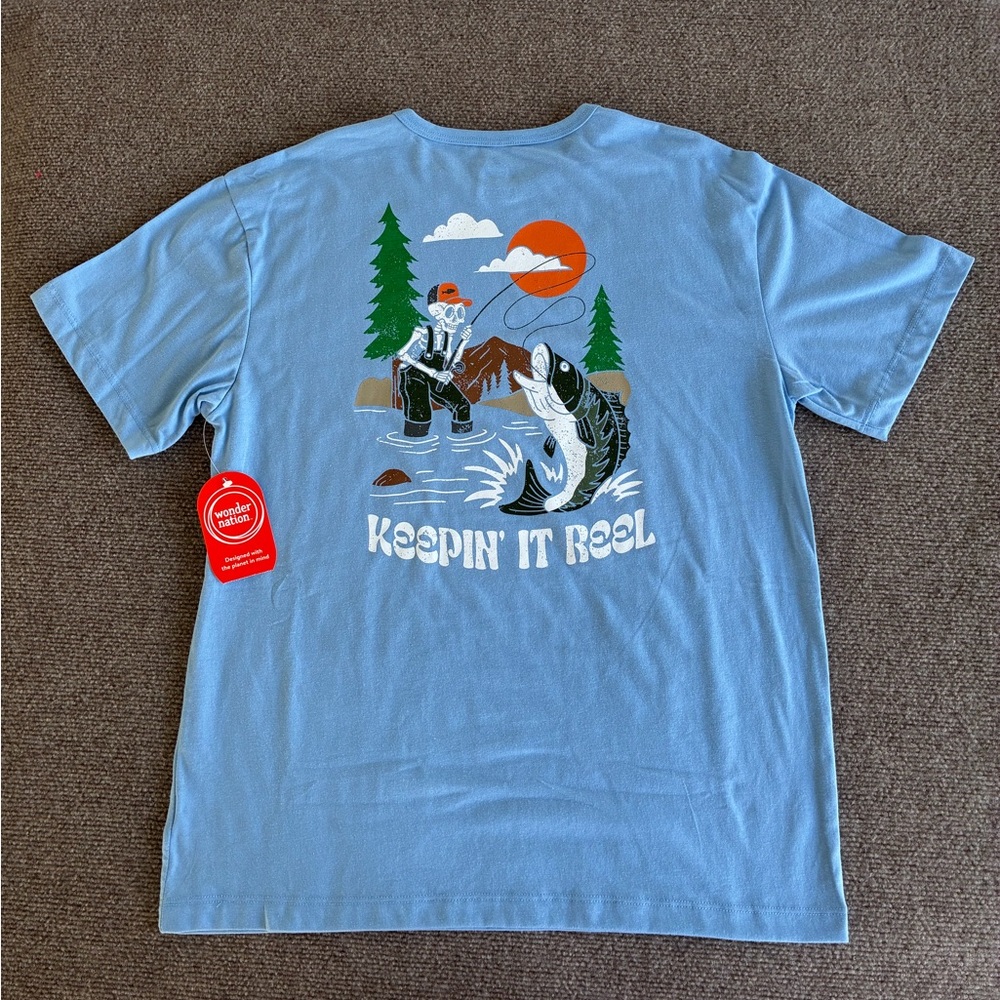 Wonder Nation Blue Fishing Graphic Tee